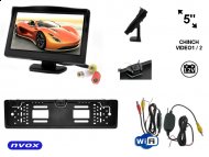 Zestaw Monitor LCD 5" 12V 24V Samochodowa kamera z czujnikami cofania i Bezprzewodowy moduł WiFi - NVOX HM5002-RC6050-WiFi